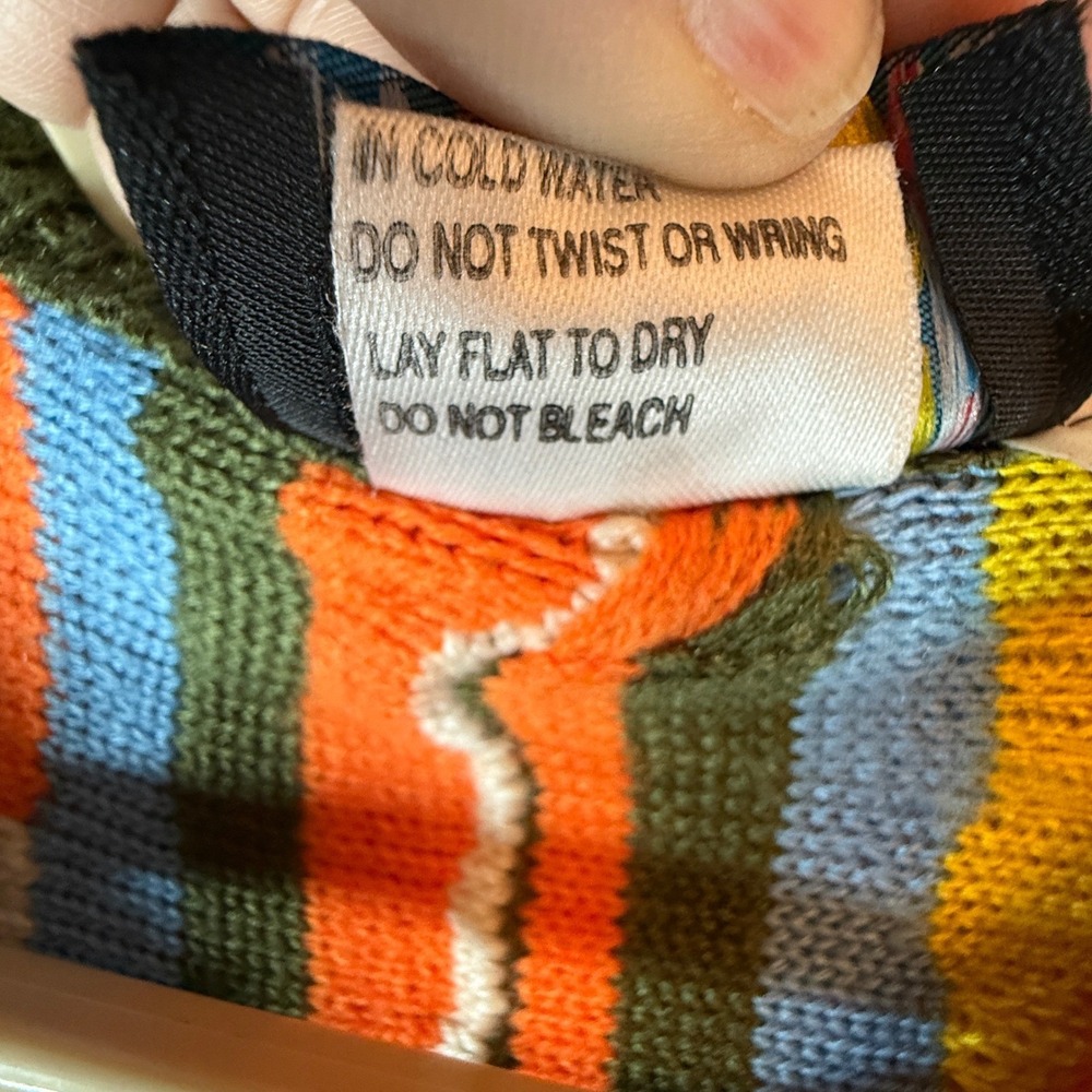 Vintage 90s Coogi Australia Mens XXL 3D Knit Sweater Multi-Color Vertical Stripe - Picture 5 of 8